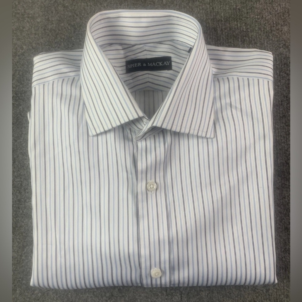 Spier & Mackay Mens 100% Cotton Long Sleeve French Cuff Dress Shirt Size 17 NWOT
